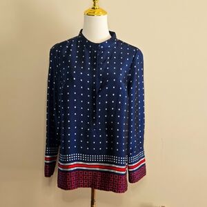 J.Crew Navy Geometric Print Tunic – Classic Preppy Polished Style XS
